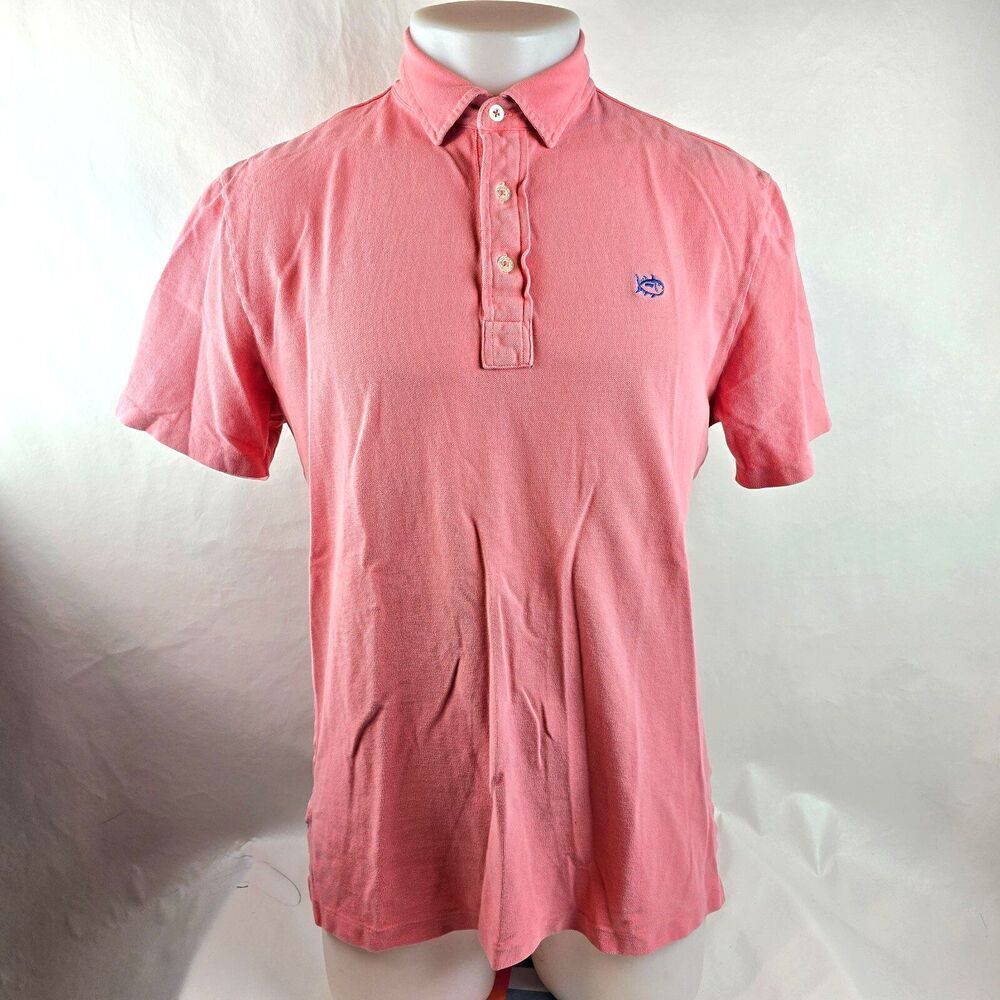 Southern Tide Shirt Men Medium Pink Beachside Polo Trim Fit Slim Skipjack Preppy